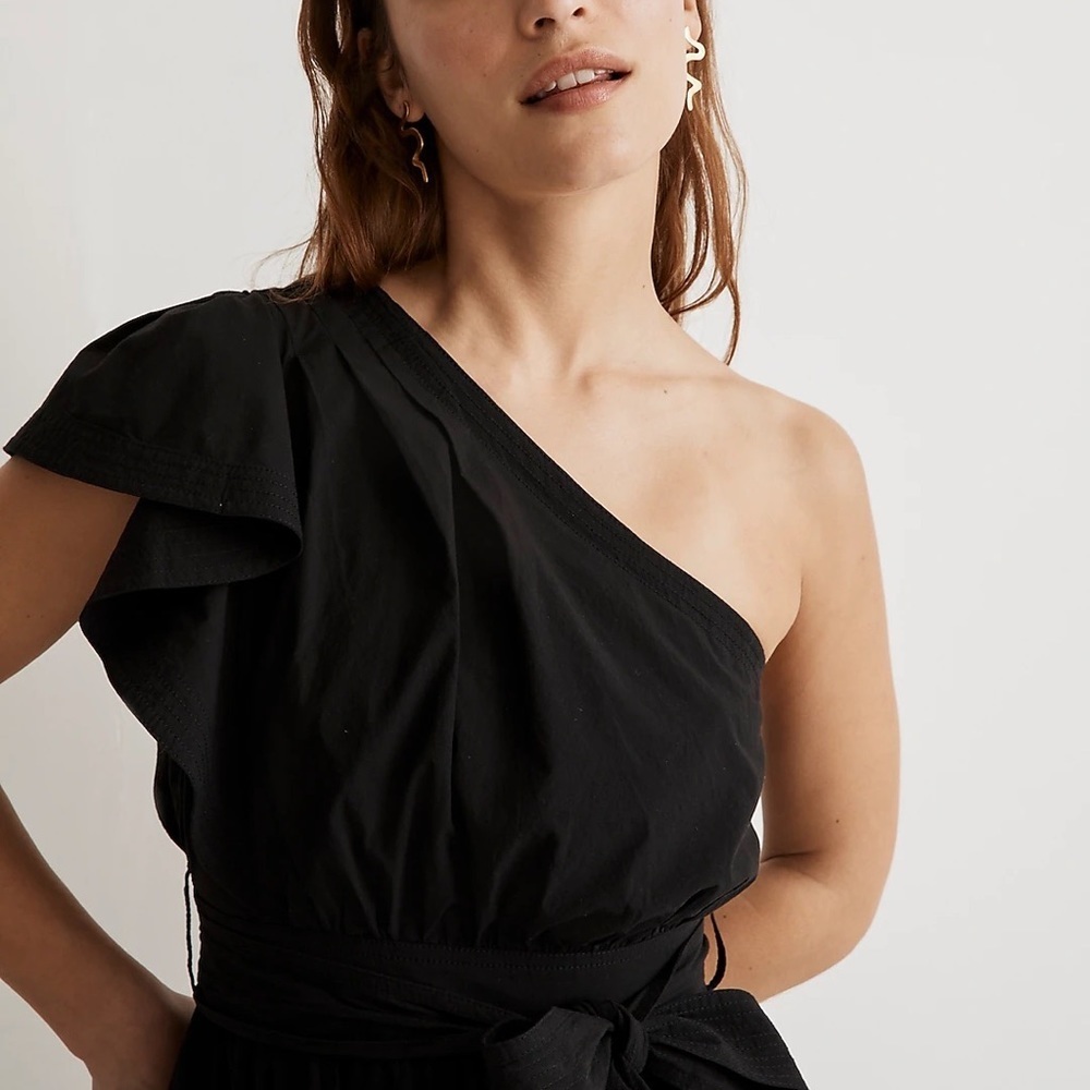 Madewell Ruffle One-Shoulder Midi Dress - Picture 3 of 16